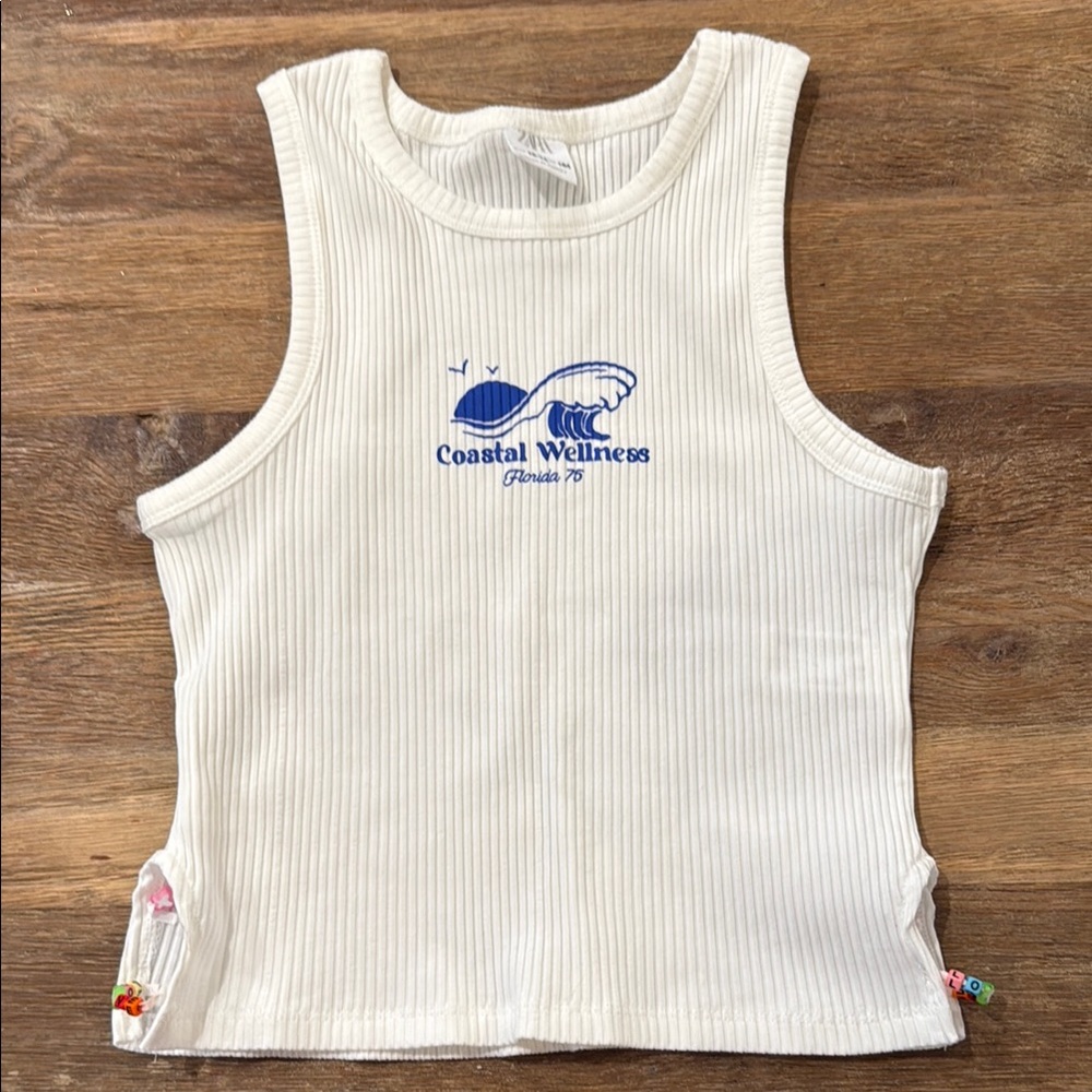 Zara Kids Cream Coverup with Blue Coastal Design